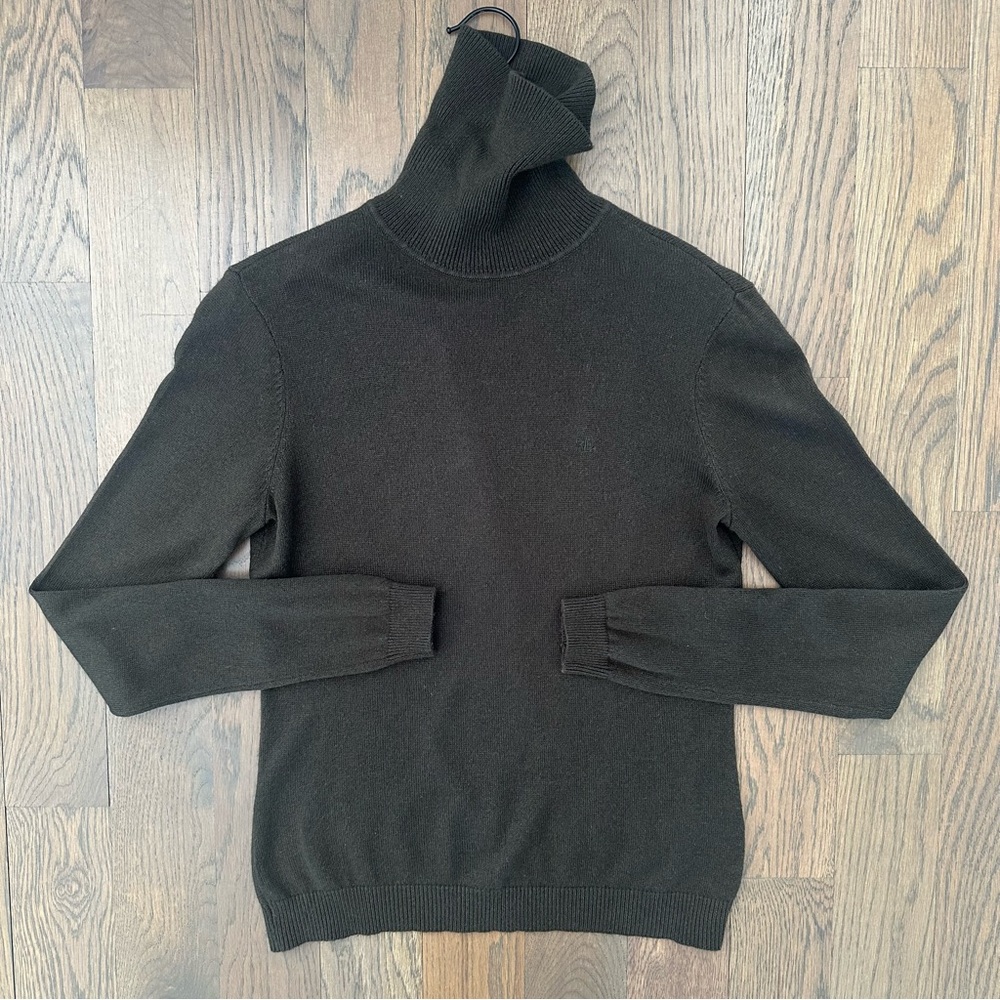 Ralph Lauren Cashmere Silk Blend Turtleneck Sweater Forest Green Petite Small